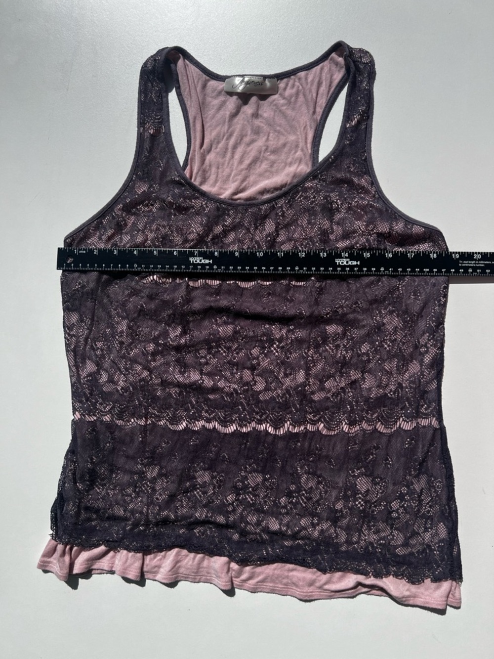 Layered Lace Racerback Tank - Pink & Purple - Picture 2 of 9
